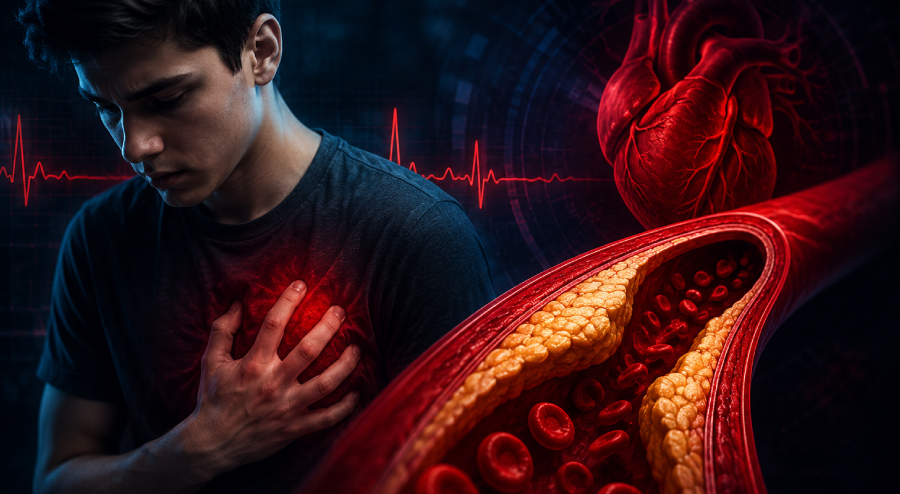 Jovem realizando avaliação cardiológica para colesterol alto em Caruaru